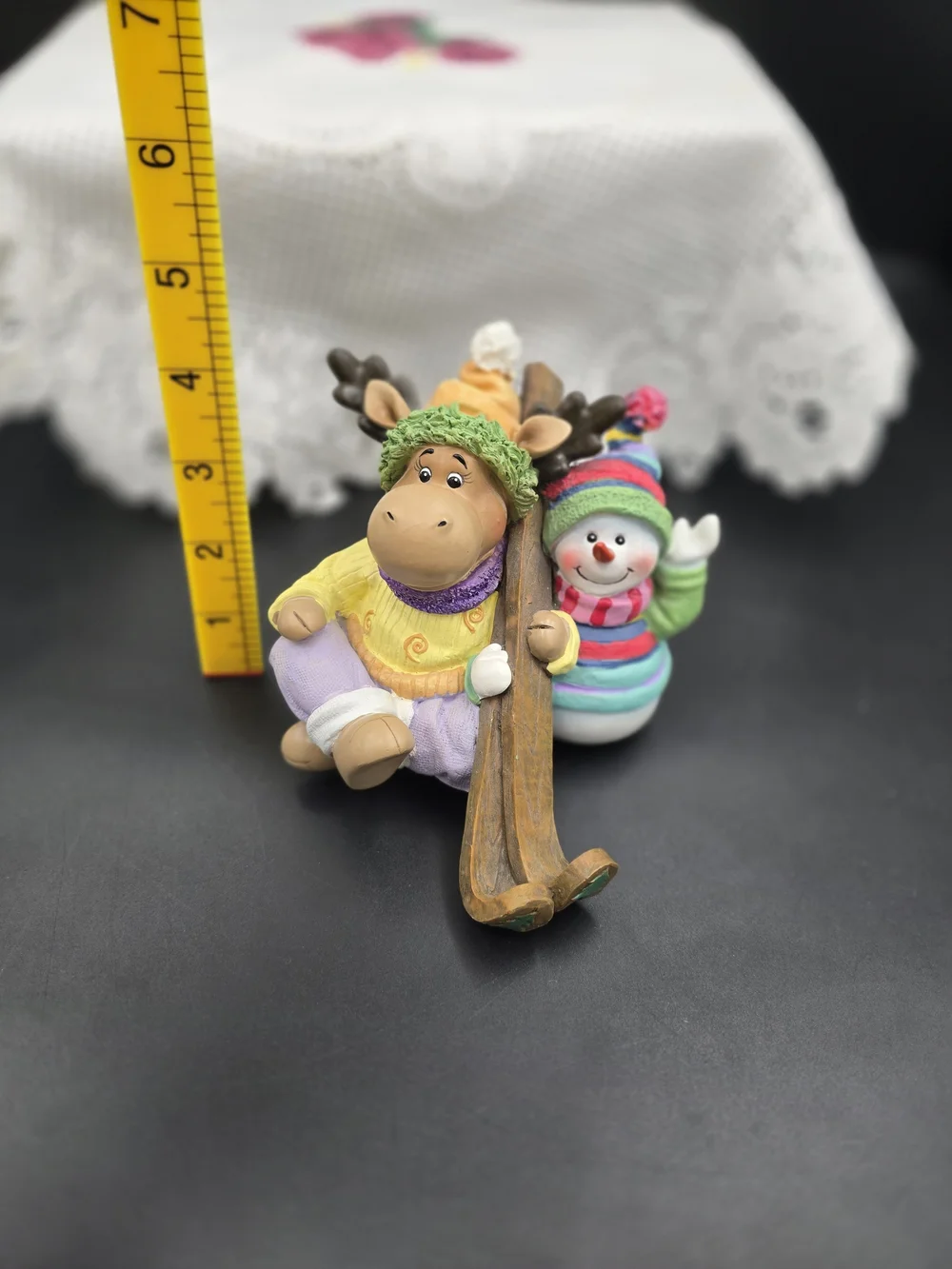 Home Interiors Multicolor Moose and Snowman Holiday Figurine